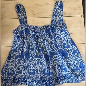 Natalie Martin Blue and White Jasmine Silk Top